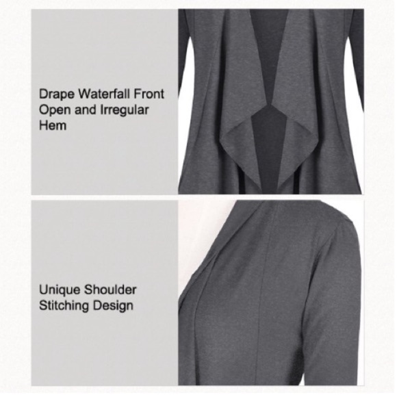 Nwt Drape Front Open Cardigan Long Sleeve Irregular Hem Brown Cover Up Sweater - Picture 4 of 13